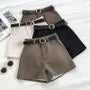 Plain High-Waist Shorts With Belt