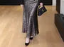 Plus Size High Waist Leopard Print Maxi A-Line Skirt