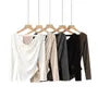 Long Sleeve Cold-Shoulder Plain T-Shirt