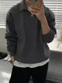 Long-Sleeve Polo-Neck Plain Sweatshirt
