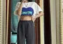 High-Waist Drawstring Plain Straight-Leg Pants
