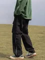 Mid Rise Plain Cargo Straight Leg Pants