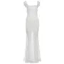 Sleeveless Square Neck Ruched Open Back Lace Maxi Bodycon Dress