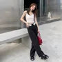 High-Waist Contrast Trim Wide-Leg Dress Pants