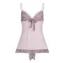 V-Neck Lace-Trim Leopard Panel Ruffled Slim-Fit Camisole Top
