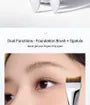2 in 1 Curved Flat Foundation Brush with Spatula Brown & Silver - One Size