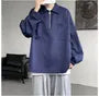 Long-Sleeve Plain Half-Zip Polo-Neck Sweatshirt