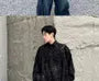 Long-Sleeve Asymmetrical Jacquard Mesh Button-Up Shirt