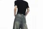 Mid Rise Washed Belted Cutout Wide Leg Jeans