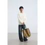 Long-Sleeve Crew Neck Plain Cable Knit Sweater