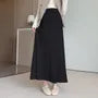 Maternity Drawstring Waist Plain Maxi A-Line Skirt