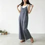 Spaghetti Strap V-Neck Striped Wide Leg Jumpsuit