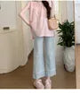 Maternity Short-Sleeve Crew Neck Plaid Blouse