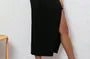 [XL -3XL] Long-Sleeve V-Neck Slit Hem Plain Midi Sheath Dress