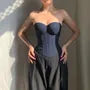 Plain Denim Crop Corset Tube Top