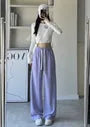 High Rise Wide Leg Plain Sweatpants
