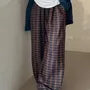 Drawstring Waist Plaid Wide Leg Pants