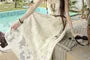 Spaghetti Strap V-Neck Tassel Lace Midi A-Line Dress / Tie Front Plain Long Jacket / Belt