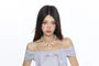Short-Sleeve Cold Shoulder Striped Ruffle Trim Slim Fit Top