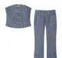 Knotted Buttons Plain Tubetop / Plain Cropped Flare Pants