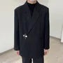 Notch Lapel Plain Buckle Wrap Blazer