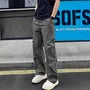 Drawstring Waist Plain Wide Leg Cargo Pants