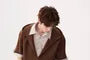 Mock Two-Piece Elbow-Sleeve Collared Pinstripe Panel Hoodie