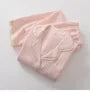 Pajama Set: Long-Sleeve Lapel Collar Lace Trim Button-Up Top + Pants