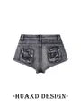 Mid Rise Washed Denim Hot Pants