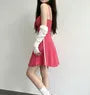 Set:  Spaghetti Strap Dotted Mini A-Line Dress + Light Scarf