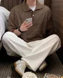Short-Sleeve Plain Knit Polo Shirt