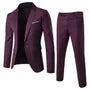 Set: Lapel Collar Contrast Trim One-Buttoned Blazer + Mid Rise Straight Leg Dress Pants