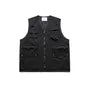 V-Neck Plain Zip-Up Cargo Vest