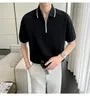 Short-Sleeve Contrast Trim Zip Polo Shirt