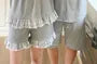 Couple Matching Short-Sleeve Lapel Collar Contrast Trim Button Pajama Top / Lace Trim Tank Top / Lounge Shorts / Set (Various Designs)