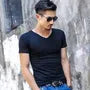 Short Sleeve V-Neck Striped T-Shirt