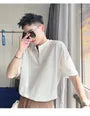 Half-Zip Short-Sleeve Loose T-Shirt