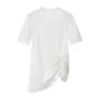 Short-Sleeve Crew Neck Plain Ruched Asymmetrical T-Shirt
