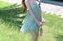Spaghetti Strap Plain Ruched Mini A-Line Dress