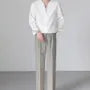 Long-Sleeve V-Neck Plain Textured Shirt