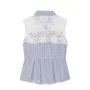 Sleeveless Lace Panel Gingham Check Shirt