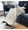 Drawstring Waist Plain Panel Straight Leg Track Pants