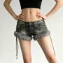 Low Rise Studded Denim Hot Pants
