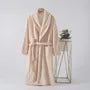 Couple Matching Shawl Collar Plain Coral Fleece Tie Front Robe (Various Designs)
