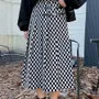 [XL-4XL] High Rise Checkerboard Midi A-Line Skirt
