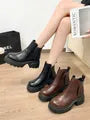 Faux Leather Platform Chunky Heel Short Boots