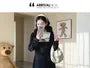 Maternity Long-Sleeve Mock Neck Two Tone Midi A-Line Dress