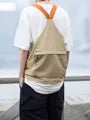 Two Tone Buckled Zip Cargo Vest