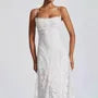 Spaghetti Strap Midi A-Line Lace Dress