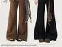 High Waist Plaid Panel Skirt Overlay Flare Jeans